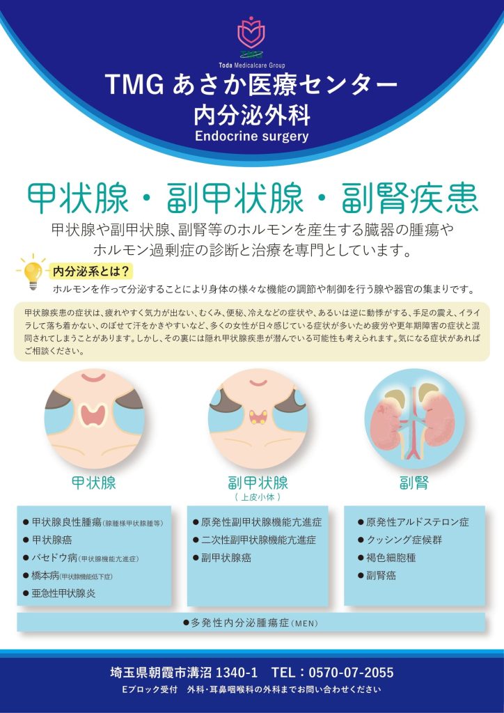 甲状腺、副甲状腺、副腎疾患外来のご案内